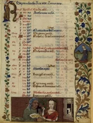 Ms lat 1173 f.5 September; zwei Figuren mit Früchten, aus den Stunden von Charles d